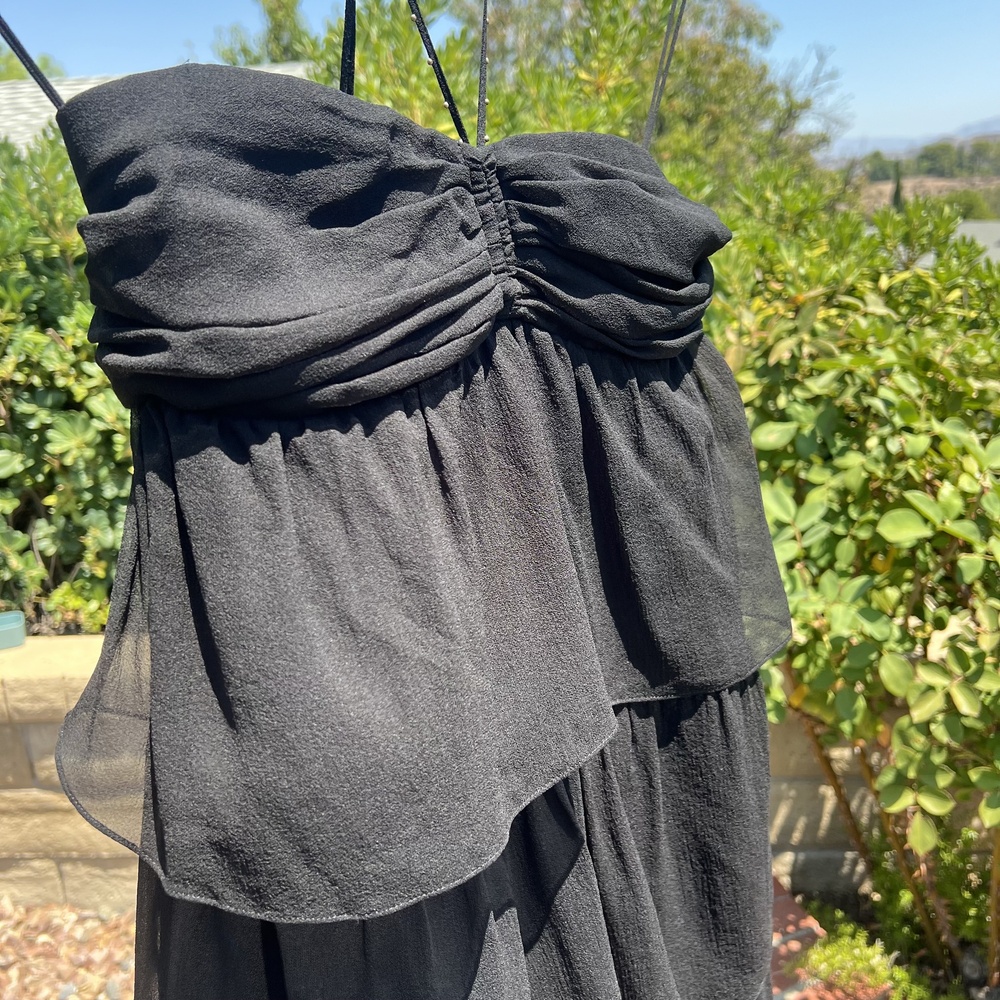 SAINT LAURENT Dress Black Silk Ruffle Tiered Mini Size 40 US 8 Medium NWT YSL - Picture 5 of 9